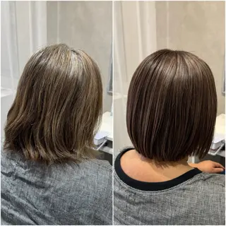 ショート カラー 艶髪/白髪ぼかし ヘッドスパ/大野結菜のヘアスタイル