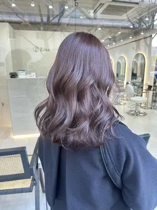 ミディアム カラー 韓国ヘア顔周りカット 艶髪ベージュtamaのヘアスタイル