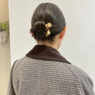 ミディアム ヘアアレンジ ベージュ/アレンジ /横浜/杉本千夏のヘアスタイル