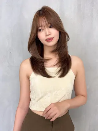 ミディアム 韓国ヘア/透明感 カラー/金子 愛優のヘアスタイル