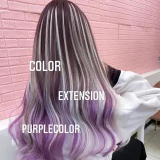 ロング カラー エクステ🩵ブリーチ 韓国ヘア🩵KAEのヘアスタイル