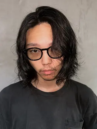 ミディアム パーマ メンズ 國井 廉のヘアスタイル