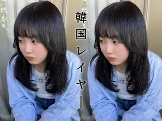 ロング 韓国🇰🇷レイヤー 映える顔周り🩷のヘアスタイル