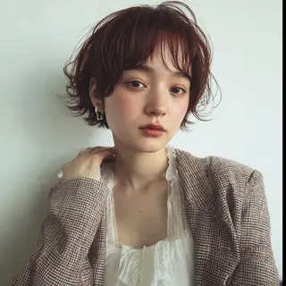 ミディアム 韓国レイヤーカット✨ 縮毛矯正　原田 優作のヘアスタイル