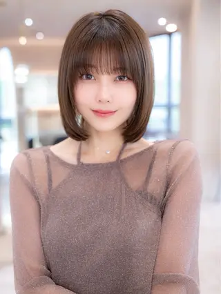 ミディアム カラー 渋谷/レイヤーボブ・ 透明感カラーしょうごのヘアスタイル
