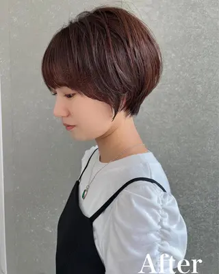 ショート パーマ 艶透明感カラー/ 髪質改善/三ツ木一生のヘアスタイル