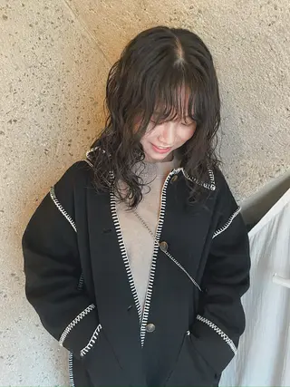 ミディアム IZAKI/パーマ/ ボブ/ショート/平尾のヘアスタイル