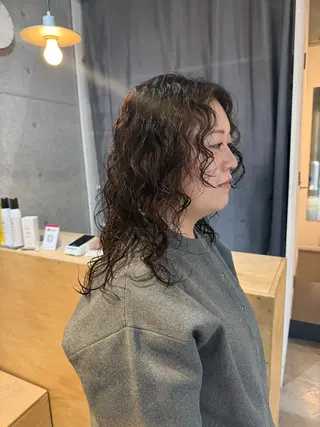 セミロング デジタルパーマ/ ウェーブパーマ/神野のヘアスタイル