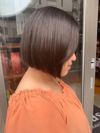 ミディアム カラー ボブパーマ 艶カラー/横山大樹のヘアスタイル