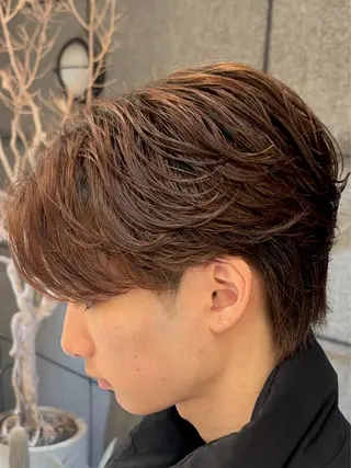 ミディアム パーマ メンズ 🥇メンズパーマ /縮毛矯正/木村神心のヘアスタイル