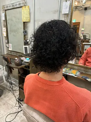 ショート パーマ メンズ メンズ/ヘアセット/ 顔周りレイヤー/💶のヘアスタイル