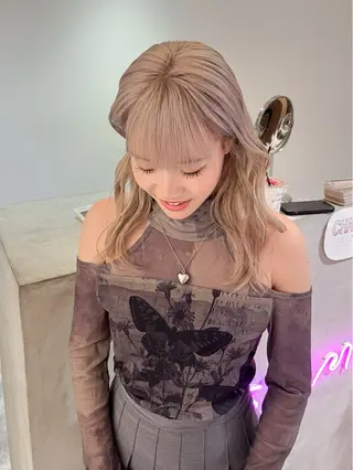 カラー 心斎橋/ブロンド/ ペールカラー/あみかのヘアスタイル