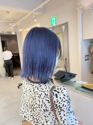 ミディアム カラー 切りっぱなしボブ ソノキユウカのヘアスタイル