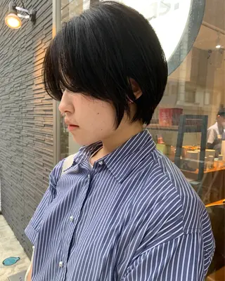 セミロング カラー ボブパーマ 艶カラー/横山大樹のヘアスタイル