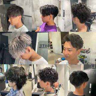 ショート カラー パーマ ヘアアレンジ メンズ _white【京橋店】所属・_WHITE / KENTOのヘアスタイル