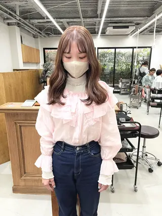 ミディアム カラー ヘアアレンジ esu西梅田所属・ena/ブリーチなし 透明感・レイヤー🎀のヘアスタイル