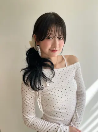 セミロング ♥️透明感×抜け感 ベージュ/佑珠♥️のヘアスタイル