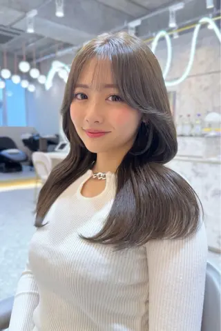 セミロング 新宿/韓国レイヤー 髪質改善カラー/角所のヘアスタイル
