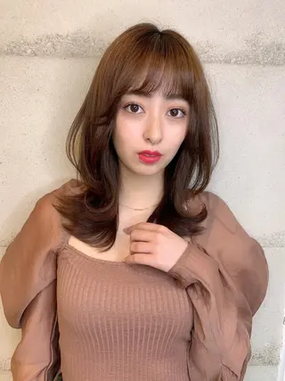 ミディアム カラー 透明感/オリーブ/ グレージュ/YUKAのヘアスタイル