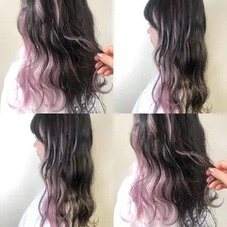 ロング カラー エクステ ハイトーン 💭黒崎ハルカのヘアスタイル