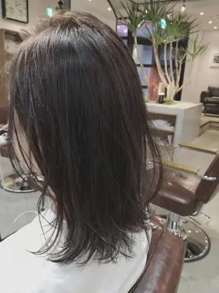ミディアム カラー パーマ ヘアアレンジ メンズ ネイル キッズ マツエク・マツパ 中津No.1髪質改善 店長✨透ける暗髪のヘアスタイル