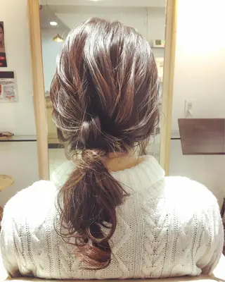 セミロング ヘアアレンジ 安永 涼のヘアスタイル