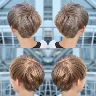 ショート カラー ヘアアレンジ メンズ 髪質改善×ハイトーン 中田啄也のヘアスタイル