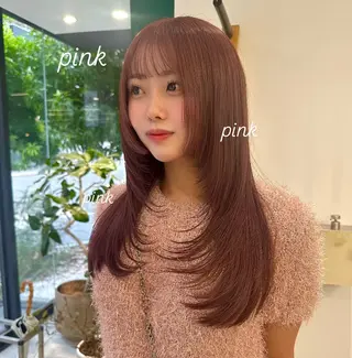 セミロング カラー M所属・ハイトーン/透け感 カラー🎀真香のヘアスタイル