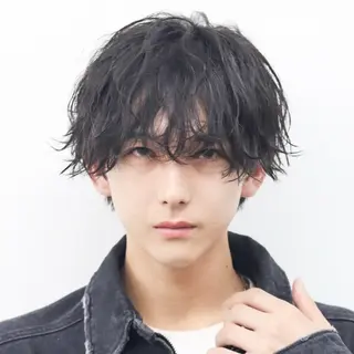 ミディアム カラー パーマ メンズ シースルーマッシュ/ メンズ/KYOHEIのヘアスタイル
