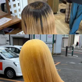 セミロング 🎀ハイトーン/ 艶カラー/夕月🎀のヘアスタイル