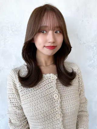 セミロング カラー 顔周り/くびれヘア 韓国ヘア💕風間るなのヘアスタイル