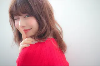 ミディアム カラー パーマ Lehm所属・表参道/さあ や/大人ナチュラルのヘアスタイル