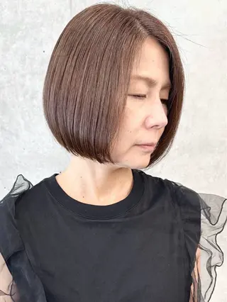 ミディアム カラー 小顔ボブ/お悩み解決 /ボブパーマ/とういのヘアスタイル