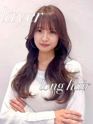 ロング りん/ワンホン/艶髪 ／小顔顔周りカットのヘアスタイル