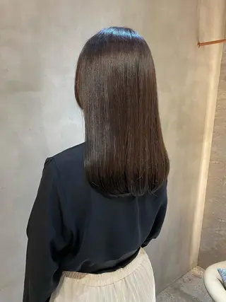 セミロング カラー ボブ/巻ける縮毛矯正 /韓国レイヤーはなのヘアスタイル