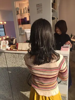 セミロング 所渉/韓国レイヤー /ウルフカットのヘアスタイル