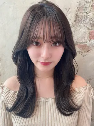 セミロング カラー 顔周り/くびれヘア 韓国ヘア💕風間るなのヘアスタイル