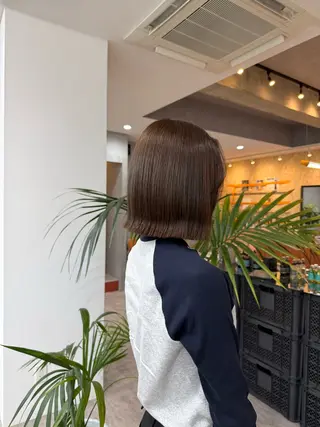 ミディアム カラー era所属・azumi/ボブ/暖 色/オリーブ/縮毛のヘアスタイル