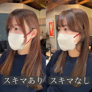 セミロング カラー 顔周りカット× 髪質改善【リョウ】のヘアスタイル