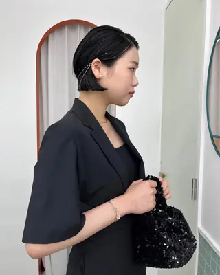 ショート レイヤー/ケアパーマ /ニュアンス/モードのヘアスタイル