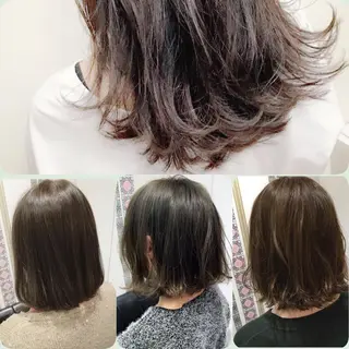 ミディアム カラー 髪質改善ｶﾗｰ ｹｱﾌﾞﾘｰﾁ/ﾀﾑのヘアスタイル