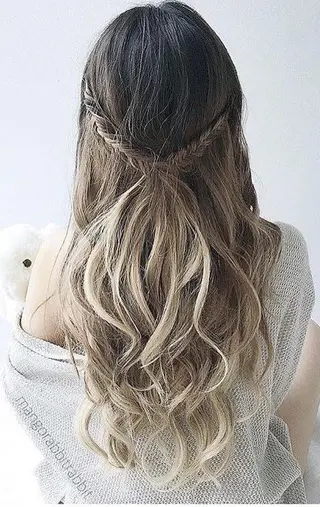 ロング カラー チビ編み込みエクステ シールEXどぅ〜すのヘアスタイル