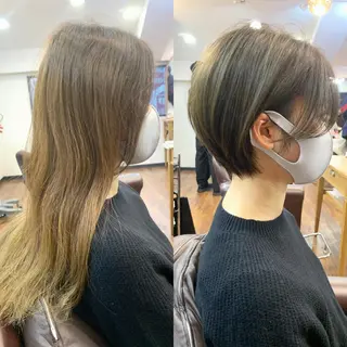 ショート カラー 縮毛矯正/ショート/ レイヤー/畑中正敏のヘアスタイル