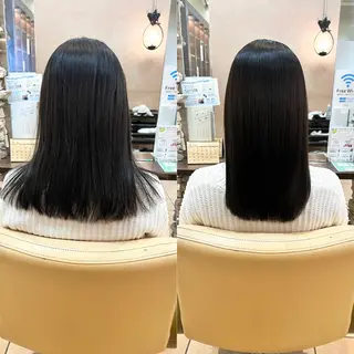 セミロング パーマ 地毛風ストレート ⚡️下ノ村柊斗⚡️のヘアスタイル