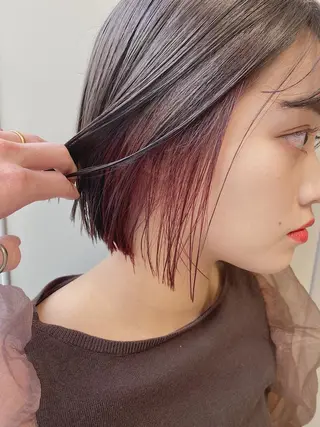 ショート カラー パーマ ヘアアレンジ メンズ キッズ ネイル マツエク・マツパ umu.［韓国ヘア /ダウンパーマ］のヘアスタイル