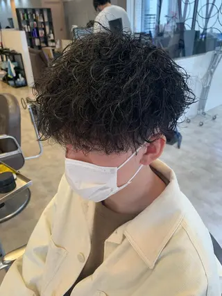 ミディアム メンズパーマ/難波/ 心斎橋　室園亮佑のヘアスタイル