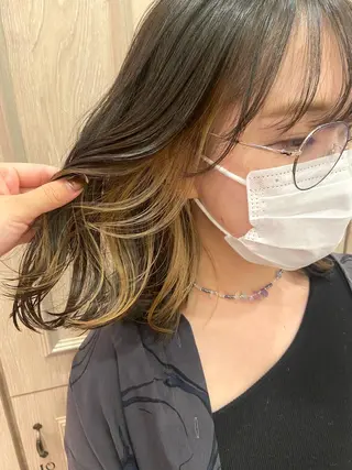 ミディアム カラー 🕊顔まわりカット /インナーカラー🕊のヘアスタイル