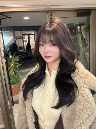 ロング カラー 本格韓国ヘア🇰🇷 【uni】キューさんのヘアスタイル