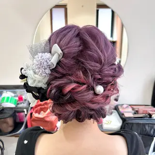 セミロング ヘアアレンジ 🐰あみ【艶カラー/ 縮毛矯正】🫧のヘアスタイル