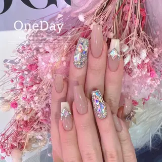 ネイル リボン、ガーリー パーツ放題専門店のネイルデザイン